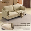 image:imageVINGLI 84 Extra Deep Seat Sofa Couch 3 Seater Upholstered Living Room Couches with 2 Piped Seater Cushions Throw Pillows Modern Linen Velvet Fabric Sofa for Apartment Bedroom OfficeKhaki Green