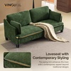 image:imageVINGLI 84 Extra Deep Seat Sofa Couch 3 Seater Upholstered Living Room Couches with 2 Piped Seater Cushions Throw Pillows Modern Linen Velvet Fabric Sofa for Apartment Bedroom OfficeGreen