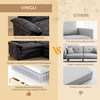 image:imageVINGLI 87 Chenille Double Layer Loveseat Sofa with 1 Ottoman LShaped Sectional Cloud Couch for Small Spaces Modern 2Seater Sofa Set for Living Room amp Apartment Light BrownBlack