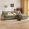 image:imageVINGLI 87 Chenille Double Layer Loveseat Sofa with 1 Ottoman LShaped Sectional Cloud Couch for Small Spaces Modern 2Seater Sofa Set for Living Room amp Apartment Light BrownOlive Green
