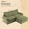 image:imageVINGLI 87 Chenille Double Layer Loveseat Sofa with 1 Ottoman LShaped Sectional Cloud Couch for Small Spaces Modern 2Seater Sofa Set for Living Room amp Apartment Light BrownOlive Green