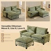 image:imageVINGLI 87 Chenille Double Layer Loveseat Sofa with 1 Ottoman LShaped Sectional Cloud Couch for Small Spaces Modern 2Seater Sofa Set for Living Room amp Apartment Light BrownOlive Green