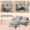 image:imageVINGLI 87 Chenille Double Layer Loveseat Sofa with 1 Ottoman LShaped Sectional Cloud Couch for Small Spaces Modern 2Seater Sofa Set for Living Room amp Apartment Light BrownLight Gray