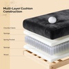 image:imageVINGLI 87 Chenille Double Layer Loveseat Sofa with 1 Ottoman LShaped Sectional Cloud Couch for Small Spaces Modern 2Seater Sofa Set for Living Room amp Apartment Light BrownBlack