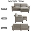 image:imageVINGLI 87 Convertible Sectional SofaLShaped Deep Seat Sofa Couch for Living RoomModern 2Seat Loveseat Sofa with Ottoman for Small SpaceApartmentChenilleCreamChenille Light Grey