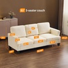 image:imageVINGLI Beige 83 Sofa Couches for Living Room Corduroy Modern Comfy 3 Seater Couch 256 Deep Seat Upholstery Cozy Sofas for Small Space Bedroom Apartment Home OfficeBeige