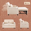 image:imageVINGLI Beige Futon Sofa Bed Convertible Loveseat Sleeper Sofa Couch Corduroy Pullout Sofa Fold Out Couch Bed with USB Ports Cup Holders Armrest for Living Room Bedroom Apartment RoomBeige