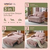 image:imageVINGLI Beige Futon Sofa Bed Convertible Loveseat Sleeper Sofa Couch Corduroy Pullout Sofa Fold Out Couch Bed with USB Ports Cup Holders Armrest for Living Room Bedroom Apartment RoomGreen