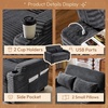image:imageVINGLI Beige Futon Sofa Bed Convertible Loveseat Sleeper Sofa Couch Corduroy Pullout Sofa Fold Out Couch Bed with USB Ports Cup Holders Armrest for Living Room Bedroom Apartment RoomGrey