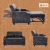 image:imageVINGLI Beige Futon Sofa Bed Convertible Loveseat Sleeper Sofa Couch Corduroy Pullout Sofa Fold Out Couch Bed with USB Ports Cup Holders Armrest for Living Room Bedroom Apartment RoomGrey