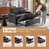 image:imageVINGLI Beige Futon Sofa Bed Convertible Loveseat Sleeper Sofa Couch Corduroy Pullout Sofa Fold Out Couch Bed with USB Ports Cup Holders Armrest for Living Room Bedroom Apartment RoomGrey
