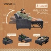 image:imageVINGLI Beige Futon Sofa Bed Convertible Loveseat Sleeper Sofa Couch Corduroy Pullout Sofa Fold Out Couch Bed with USB Ports Cup Holders Armrest for Living Room Bedroom Apartment RoomGrey