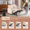 image:imageVINGLI Beige Futon Sofa Bed Convertible Loveseat Sleeper Sofa Couch Corduroy Pullout Sofa Fold Out Couch Bed with USB Ports Cup Holders Armrest for Living Room Bedroom Apartment RoomBeige