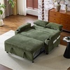 image:imageVINGLI Beige Futon Sofa Bed Convertible Loveseat Sleeper Sofa Couch Corduroy Pullout Sofa Fold Out Couch Bed with USB Ports Cup Holders Armrest for Living Room Bedroom Apartment RoomGreen