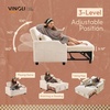 image:imageVINGLI Beige Futon Sofa Bed Convertible Loveseat Sleeper Sofa Couch Corduroy Pullout Sofa Fold Out Couch Bed with USB Ports Cup Holders Armrest for Living Room Bedroom Apartment RoomBeige