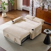 image:imageVINGLI Beige Futon Sofa Bed Convertible Loveseat Sleeper Sofa Couch Corduroy Pullout Sofa Fold Out Couch Bed with USB Ports Cup Holders Armrest for Living Room Bedroom Apartment RoomBeige