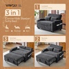 image:imageVINGLI Beige Futon Sofa Bed Convertible Loveseat Sleeper Sofa Couch Corduroy Pullout Sofa Fold Out Couch Bed with USB Ports Cup Holders Armrest for Living Room Bedroom Apartment RoomGrey