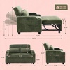 image:imageVINGLI Beige Futon Sofa Bed Convertible Loveseat Sleeper Sofa Couch Corduroy Pullout Sofa Fold Out Couch Bed with USB Ports Cup Holders Armrest for Living Room Bedroom Apartment RoomGreen