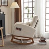 image:imageVINGLI Beige Linen Rocking Chair Nursery with Thick Headrest Upholstered MidCentury Modern Nursing Rocker Glider with Curved Armrest Sturdy Solid Wood Base for Living Room Bedroom Baby Room