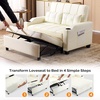 image:imageVINGLI Beige Loveseat Sleeper Sofa Convertible Futon Sofa Bed Faux Leather Pullout Couch Bed with USB Ports Cup Holders Armrest for Living Room Bedroom Home Office Apartment