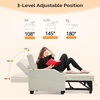 image:imageVINGLI Beige Loveseat Sleeper Sofa Convertible Futon Sofa Bed Faux Leather Pullout Couch Bed with USB Ports Cup Holders Armrest for Living Room Bedroom Home Office Apartment