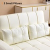 image:imageVINGLI Beige Loveseat Sleeper Sofa Convertible Futon Sofa Bed Faux Leather Pullout Couch Bed with USB Ports Cup Holders Armrest for Living Room Bedroom Home Office Apartment