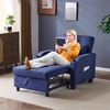 image:imageVINGLI Beige Sleeper Chair Bed 3in1 Convertible Futon Sofa Bed Pull Out Couch Bed Adjustable Recliner Chair with USB Ports Cup Holders Side Pockets for Living Room Bedroom Small SpacesNavy Blue