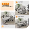 image:imageVINGLI Beige Sleeper Chair Bed 3in1 Convertible Futon Sofa Bed Pull Out Couch Bed Adjustable Recliner Chair with USB Ports Cup Holders Side Pockets for Living Room Bedroom Small SpacesLight Grey
