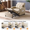 image:imageVINGLI Beige Sleeper Chair Bed 3in1 Convertible Futon Sofa Bed Pull Out Couch Bed Adjustable Recliner Chair with USB Ports Cup Holders Side Pockets for Living Room Bedroom Small SpacesBeige