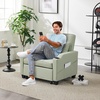 image:imageVINGLI Beige Sleeper Chair Bed 3in1 Convertible Futon Sofa Bed Pull Out Couch Bed Adjustable Recliner Chair with USB Ports Cup Holders Side Pockets for Living Room Bedroom Small SpacesLight Green