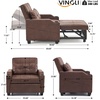 image:imageVINGLI Beige Sleeper Chair Bed 3in1 Convertible Futon Sofa Bed Pull Out Couch Bed Adjustable Recliner Chair with USB Ports Cup Holders Side Pockets for Living Room Bedroom Small SpacesRustic