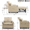 image:imageVINGLI Beige Sleeper Chair Bed 3in1 Convertible Futon Sofa Bed Pull Out Couch Bed Adjustable Recliner Chair with USB Ports Cup Holders Side Pockets for Living Room Bedroom Small SpacesBeige