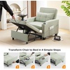 image:imageVINGLI Beige Sleeper Chair Bed 3in1 Convertible Futon Sofa Bed Pull Out Couch Bed Adjustable Recliner Chair with USB Ports Cup Holders Side Pockets for Living Room Bedroom Small SpacesLight Green