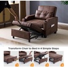 image:imageVINGLI Beige Sleeper Chair Bed 3in1 Convertible Futon Sofa Bed Pull Out Couch Bed Adjustable Recliner Chair with USB Ports Cup Holders Side Pockets for Living Room Bedroom Small SpacesRustic