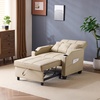image:imageVINGLI Beige Sleeper Chair Bed 3in1 Convertible Futon Sofa Bed Pull Out Couch Bed Adjustable Recliner Chair with USB Ports Cup Holders Side Pockets for Living Room Bedroom Small SpacesBeige