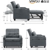 image:imageVINGLI Beige Sleeper Chair Bed 3in1 Convertible Futon Sofa Bed Pull Out Couch Bed Adjustable Recliner Chair with USB Ports Cup Holders Side Pockets for Living Room Bedroom Small SpacesDark Grey
