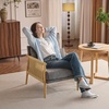 image:imageVINGLI Boho Braid Accent Armchairs Set of 2MidCentury Modern Chiars with Solid Wooden ArmrestComfy Louge Cushion Chairs with Waist Pillow for BedroomLiving RoomReading Room Gray BeigeChenille Gray