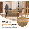 image:imageVINGLI Boho Braid Accent Armchairs Set of 2MidCentury Modern Chiars with Solid Wooden ArmrestComfy Louge Cushion Chairs with Waist Pillow for BedroomLiving RoomReading Room Gray BeigeChenille Gray
