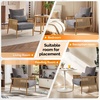 image:imageVINGLI Boho Braid Accent Armchairs Set of 2MidCentury Modern Chiars with Solid Wooden ArmrestComfy Louge Cushion Chairs with Waist Pillow for BedroomLiving RoomReading Room Gray BeigeChenille Gray