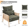 image:imageVINGLI Boho Braid Accent Armchairs Set of 2MidCentury Modern Chiars with Solid Wooden ArmrestComfy Louge Cushion Chairs with Waist Pillow for BedroomLiving RoomReading Room Gray BeigeChenille Dark Green