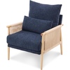 image:imageVINGLI Boho Braid Accent Armchairs Set of 2MidCentury Modern Chiars with Solid Wooden ArmrestComfy Louge Cushion Chairs with Waist Pillow for BedroomLiving RoomReading Room Gray BeigeChenille Blue