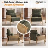 image:imageVINGLI Boho Braid Accent Armchairs Set of 2MidCentury Modern Chiars with Solid Wooden ArmrestComfy Louge Cushion Chairs with Waist Pillow for BedroomLiving RoomReading Room Gray BeigeChenille Dark Green