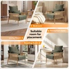 image:imageVINGLI Boho Braid Accent Armchairs Set of 2MidCentury Modern Chiars with Solid Wooden ArmrestComfy Louge Cushion Chairs with Waist Pillow for BedroomLiving RoomReading Room Gray BeigeChenille Dark Green