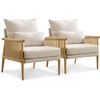 image:imageVINGLI Boho Braid Accent Armchairs Set of 2MidCentury Modern Chiars with Solid Wooden ArmrestComfy Louge Cushion Chairs with Waist Pillow for BedroomLiving RoomReading Room Gray BeigeChenille Gray Beige