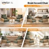 image:imageVINGLI Boho Braid Accent Armchairs Set of 2MidCentury Modern Chiars with Solid Wooden ArmrestComfy Louge Cushion Chairs with Waist Pillow for BedroomLiving RoomReading Room Gray BeigeChenille Dark Green