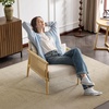 image:imageVINGLI Boho Braid Accent Armchairs Set of 2MidCentury Modern Chiars with Solid Wooden ArmrestComfy Louge Cushion Chairs with Waist Pillow for BedroomLiving RoomReading Room Gray BeigeChenille Gray Beige