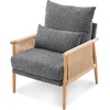 image:imageVINGLI Boho Braid Accent Armchairs Set of 2MidCentury Modern Chiars with Solid Wooden ArmrestComfy Louge Cushion Chairs with Waist Pillow for BedroomLiving RoomReading Room Gray BeigeChenille Gray