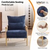 image:imageVINGLI Boho Braid Accent Armchairs Set of 2MidCentury Modern Chiars with Solid Wooden ArmrestComfy Louge Cushion Chairs with Waist Pillow for BedroomLiving RoomReading Room Gray BeigeChenille Blue