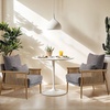 image:imageVINGLI Boho Braid Accent Armchairs Set of 2MidCentury Modern Chiars with Solid Wooden ArmrestComfy Louge Cushion Chairs with Waist Pillow for BedroomLiving RoomReading Room Gray BeigeChenille Gray