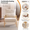 image:imageVINGLI Boho Braid Accent Armchairs Set of 2MidCentury Modern Chiars with Solid Wooden ArmrestComfy Louge Cushion Chairs with Waist Pillow for BedroomLiving RoomReading Room Gray BeigeChenille Beige